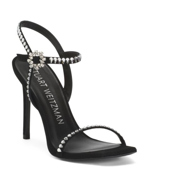 STUART WEITZMAN Black Made In Spain Suede Gemcut Sandals - Picture 1 of 2